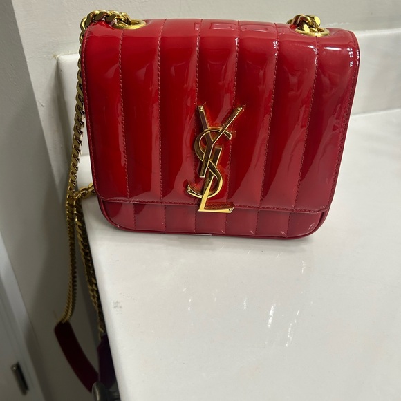 Yves Saint Laurent Handbags - Saint Laurent Vicky Crossbody Red Leather Bag